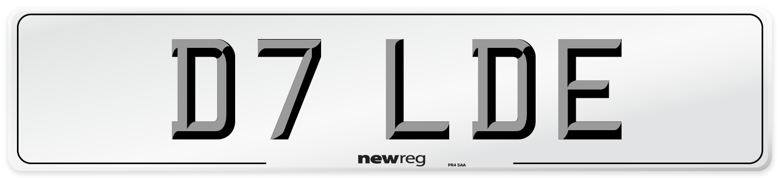 D7 LDE Number Plate from New Reg